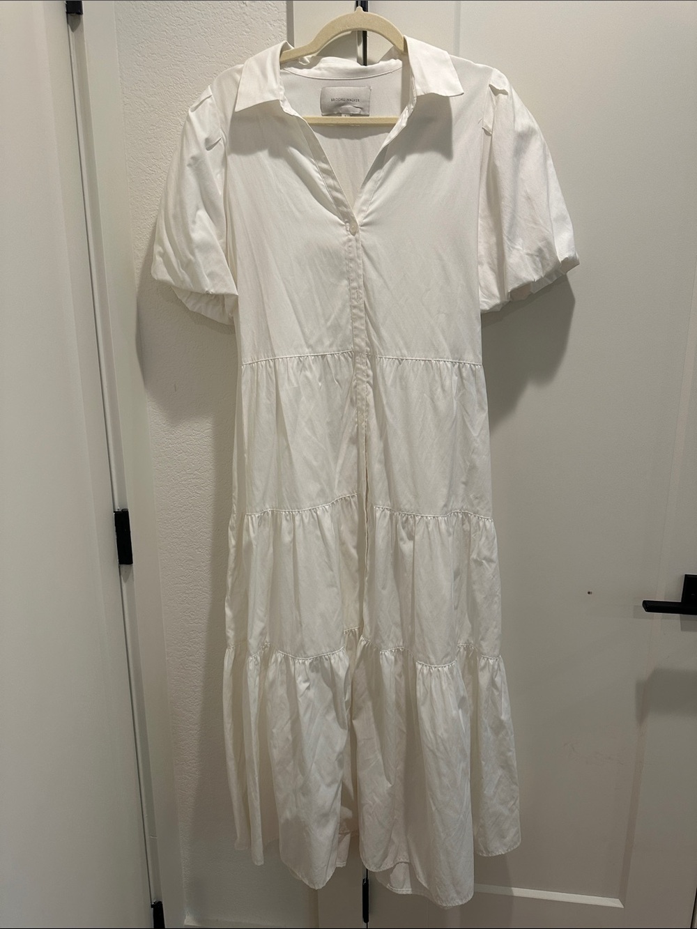 Brochu Walker White Tiered Button-Front Cotton Dress